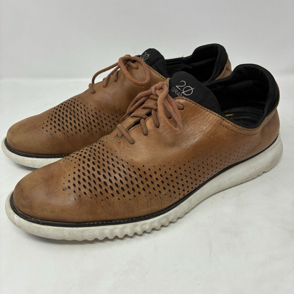 Cole Haan Zerogrand 2.0 Perforated Brown Leather Shoes C27879 Mens Size 11.5 M